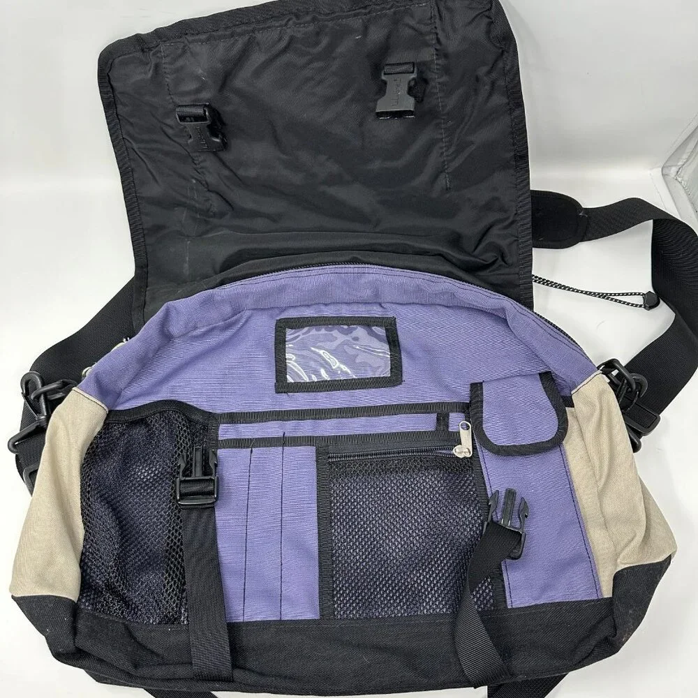 LL Bean Messenger Bag BLUE Nylon Work School Laptop